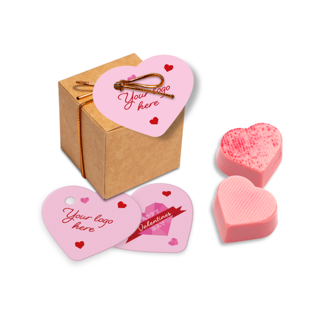 Valentines – Eco Kraft Cube – Raspberry Heart – Chocolate Truffles